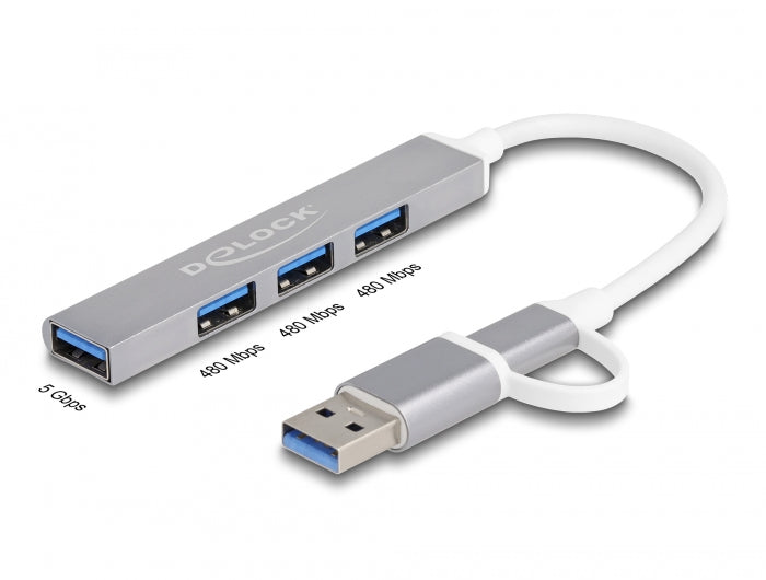 Delock 4 Port Slim USB Hub mit USB Type-C Delock 4 Port Slim USB Hub mit USB Type-C